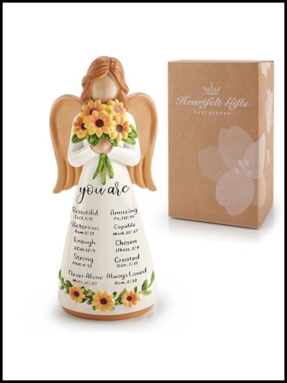 Resin Angel Sunflower Figurine Christian Gift Home Decor
